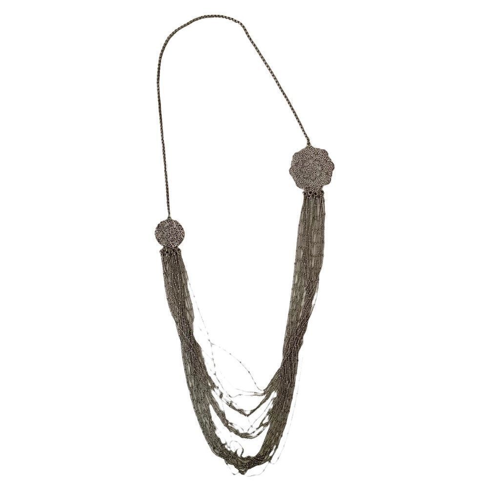 Long Multi Chain Layered Boho Style Beaded Necklace